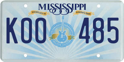 MS license plate KOO485