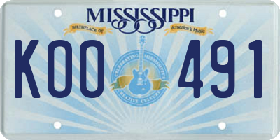 MS license plate KOO491