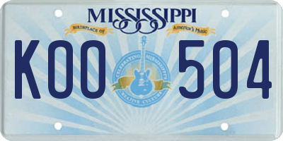 MS license plate KOO504