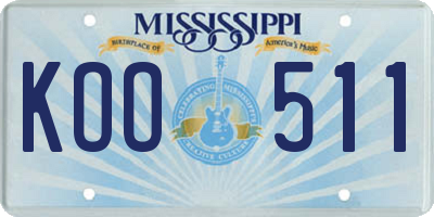 MS license plate KOO511