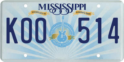 MS license plate KOO514