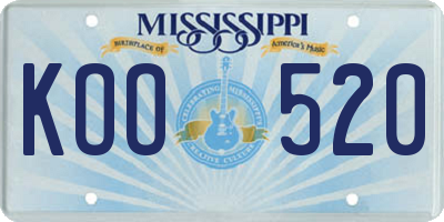 MS license plate KOO520