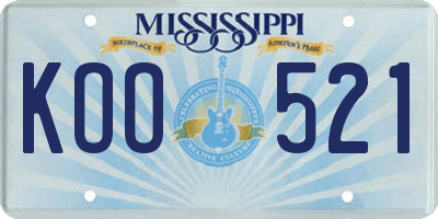 MS license plate KOO521