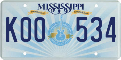 MS license plate KOO534