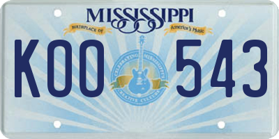 MS license plate KOO543