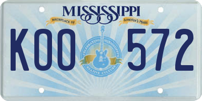 MS license plate KOO572