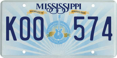 MS license plate KOO574