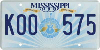 MS license plate KOO575