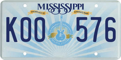 MS license plate KOO576