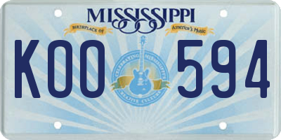 MS license plate KOO594