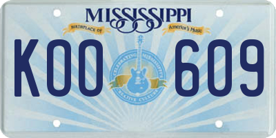 MS license plate KOO609