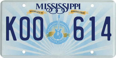 MS license plate KOO614