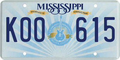MS license plate KOO615