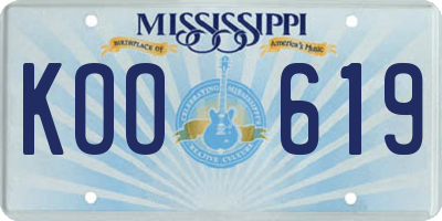 MS license plate KOO619