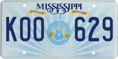 MS license plate KOO629