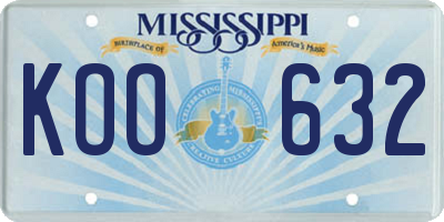 MS license plate KOO632