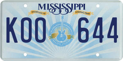 MS license plate KOO644