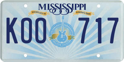 MS license plate KOO717