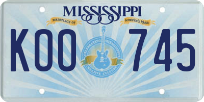 MS license plate KOO745