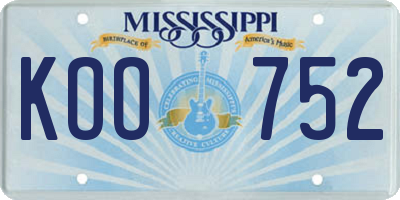 MS license plate KOO752