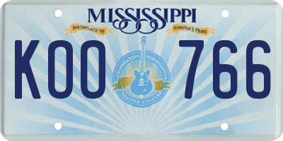 MS license plate KOO766