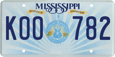 MS license plate KOO782