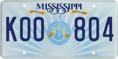 MS license plate KOO804