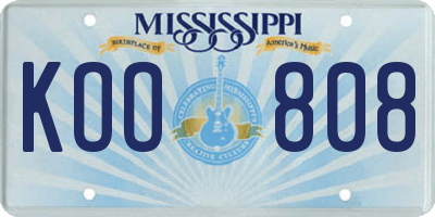 MS license plate KOO808