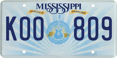 MS license plate KOO809