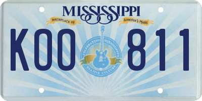 MS license plate KOO811