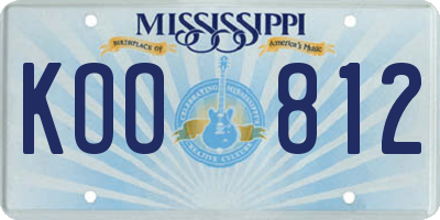 MS license plate KOO812
