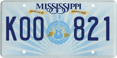 MS license plate KOO821