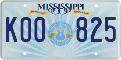 MS license plate KOO825