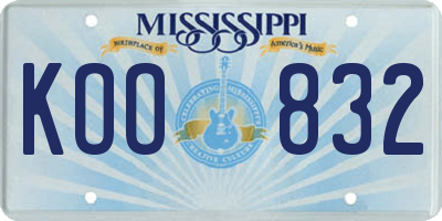 MS license plate KOO832