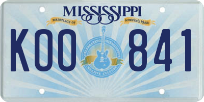 MS license plate KOO841