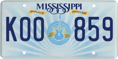 MS license plate KOO859