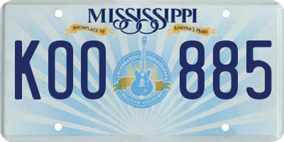 MS license plate KOO885