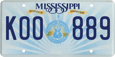 MS license plate KOO889
