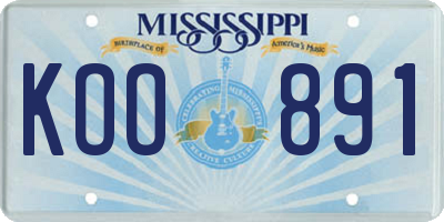 MS license plate KOO891