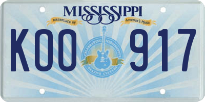 MS license plate KOO917
