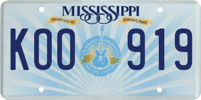 MS license plate KOO919