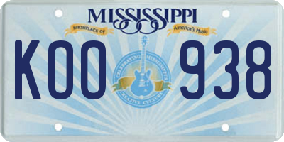 MS license plate KOO938