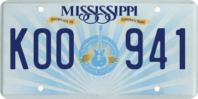 MS license plate KOO941
