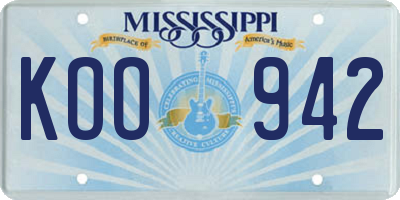 MS license plate KOO942