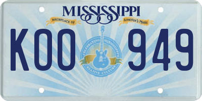 MS license plate KOO949