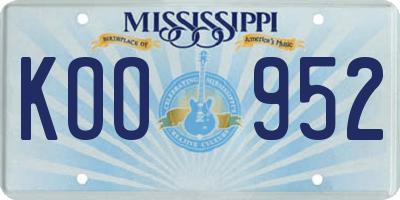 MS license plate KOO952
