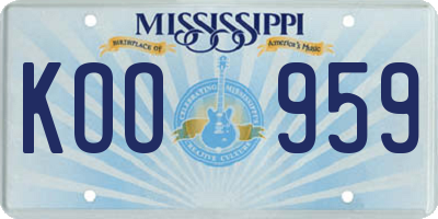 MS license plate KOO959
