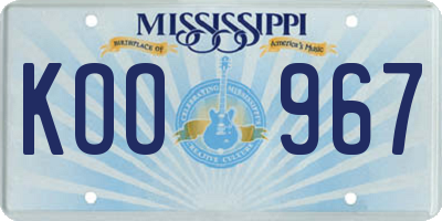 MS license plate KOO967