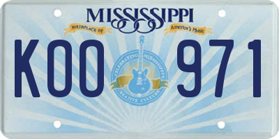 MS license plate KOO971