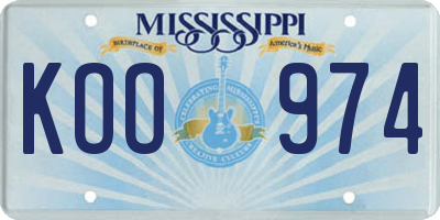 MS license plate KOO974